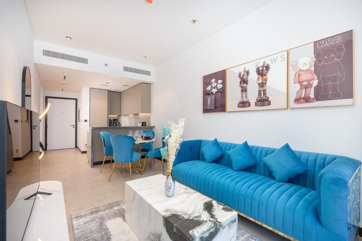 Azure accents apartment with Burj Khalifa view