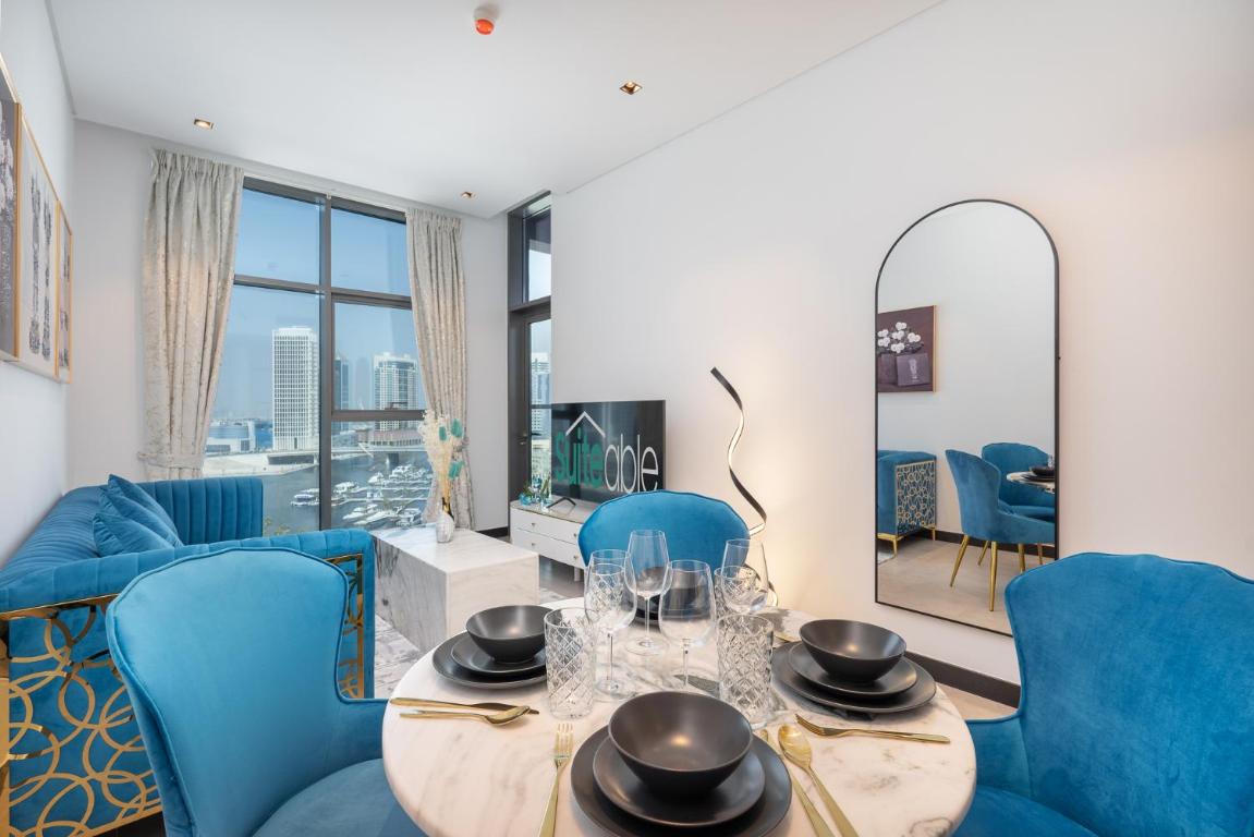 Azure accents apartment with Burj Khalifa view