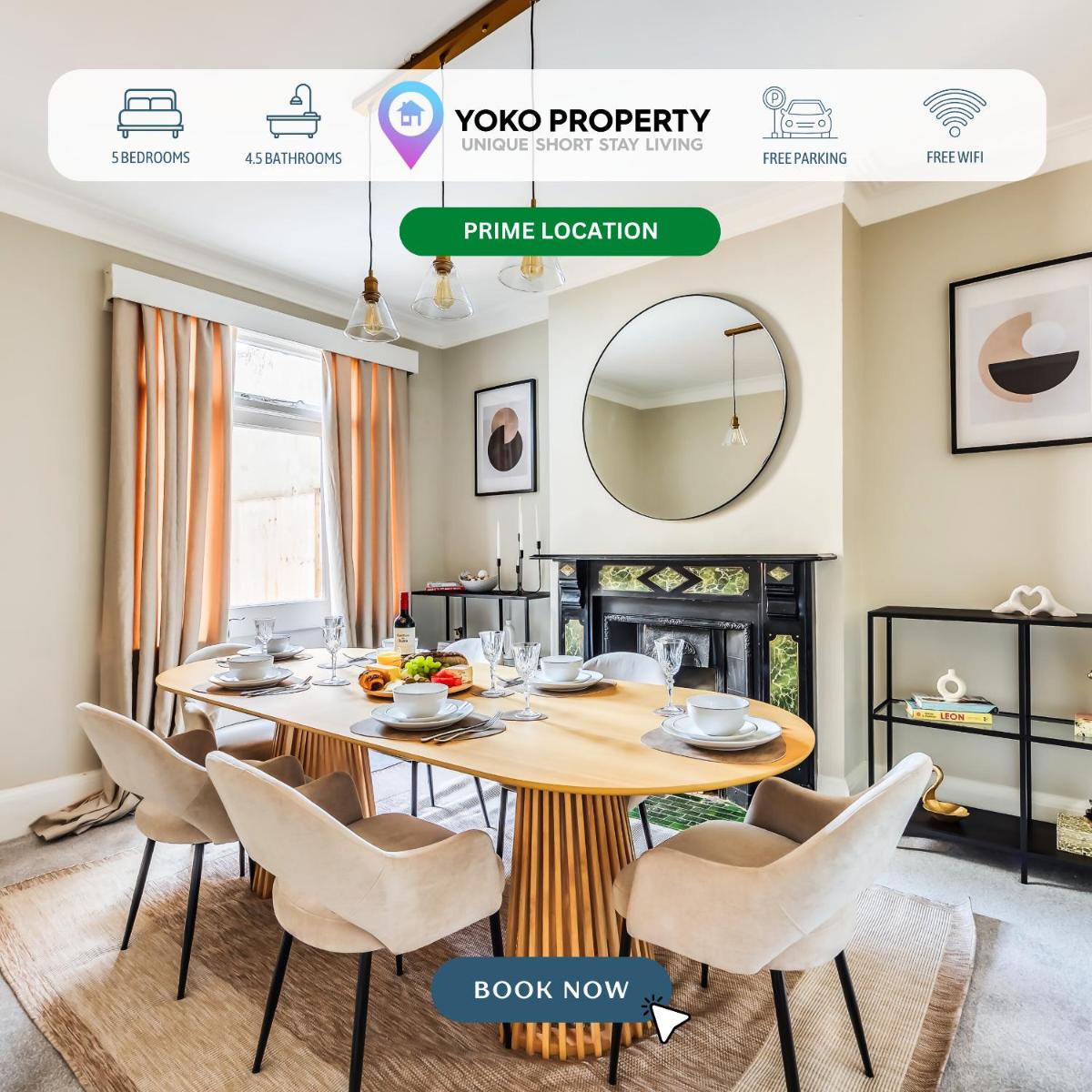 Beautiful 5 Bedroom 4 Bathroom House in W6 by Yoko Property – 10 minute’s to Central London – Free Parking, Fast WiFi, Work Desks and SmartTVs with Disney and Netflix